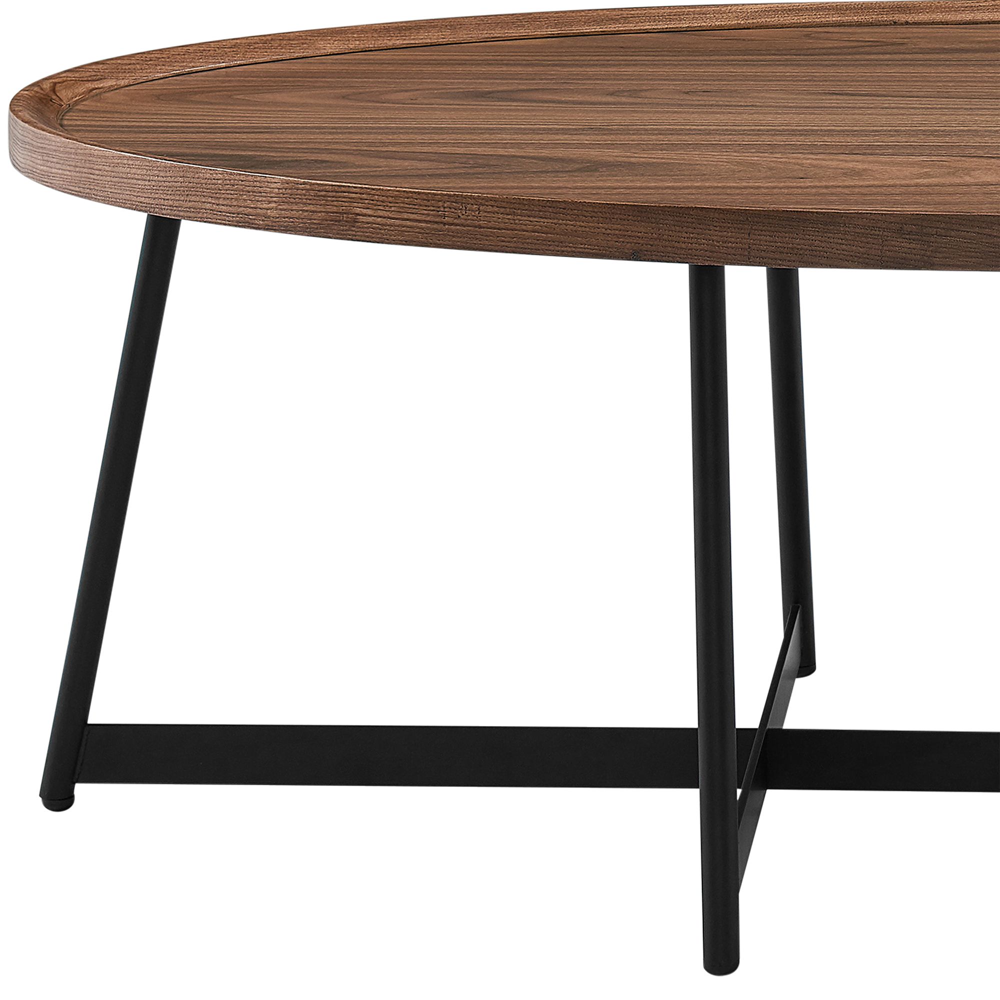 Niklaus 47" Wide American Walnut Wood Oval Coffee Table Image 2