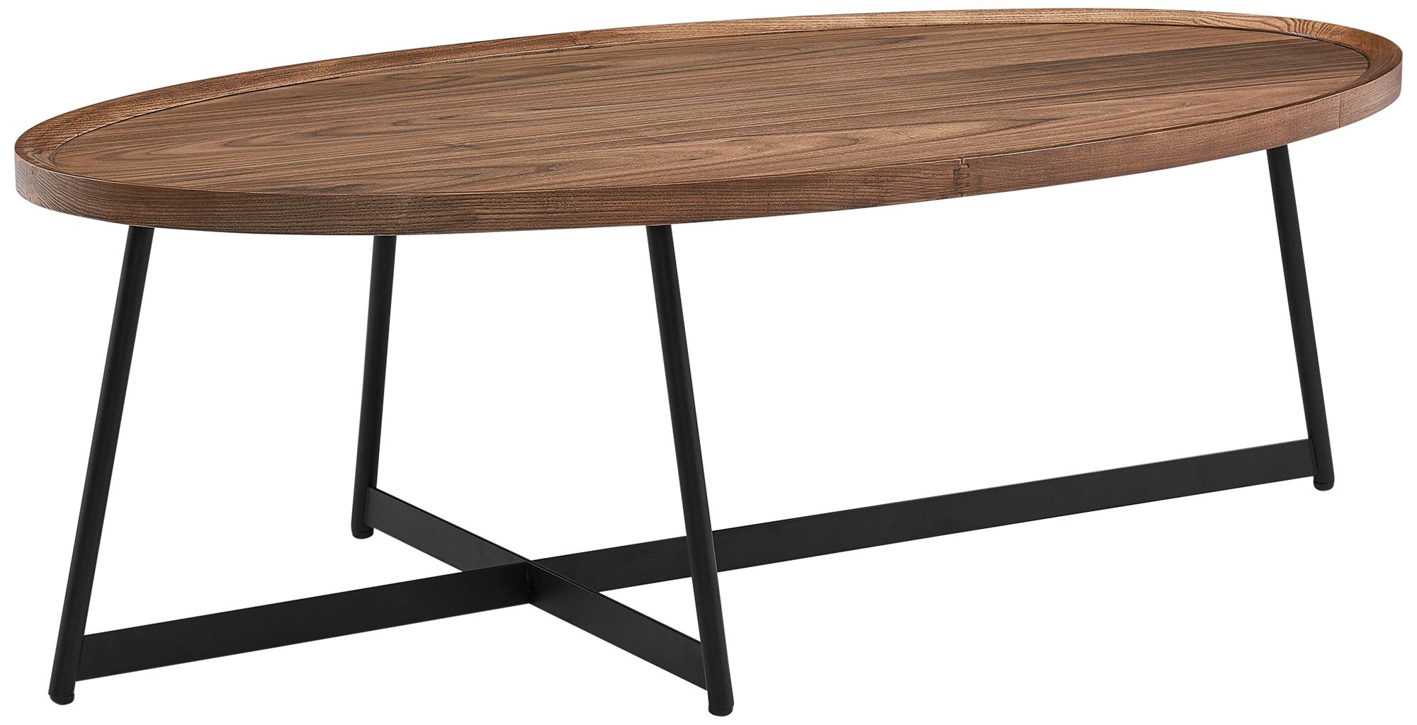 Niklaus 47" Wide American Walnut Wood Oval Coffee Table Image 4
