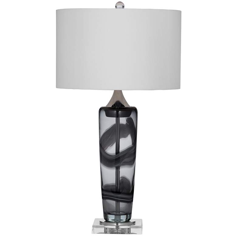 Image 1 Nikola 27 inch Clear and Smoked Glass Modern Table Lamp
