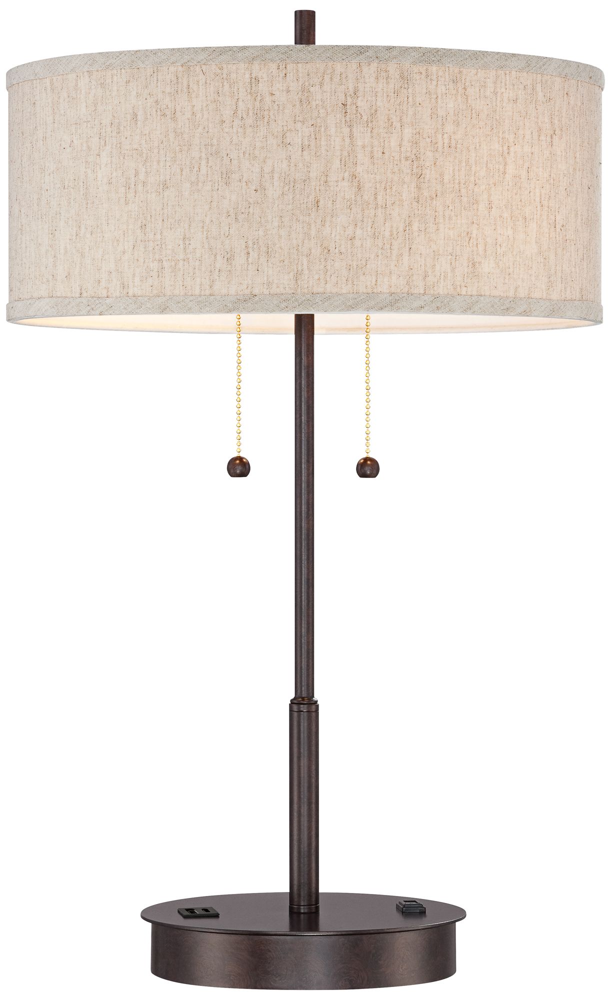 Nikola Bronze Metal PullChain Table Lamp with USB Port 8N428