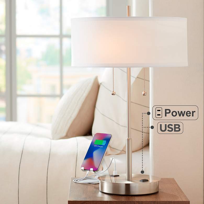 Image 2 Nikola Metal Table Lamp with USB Port and Utility Plug