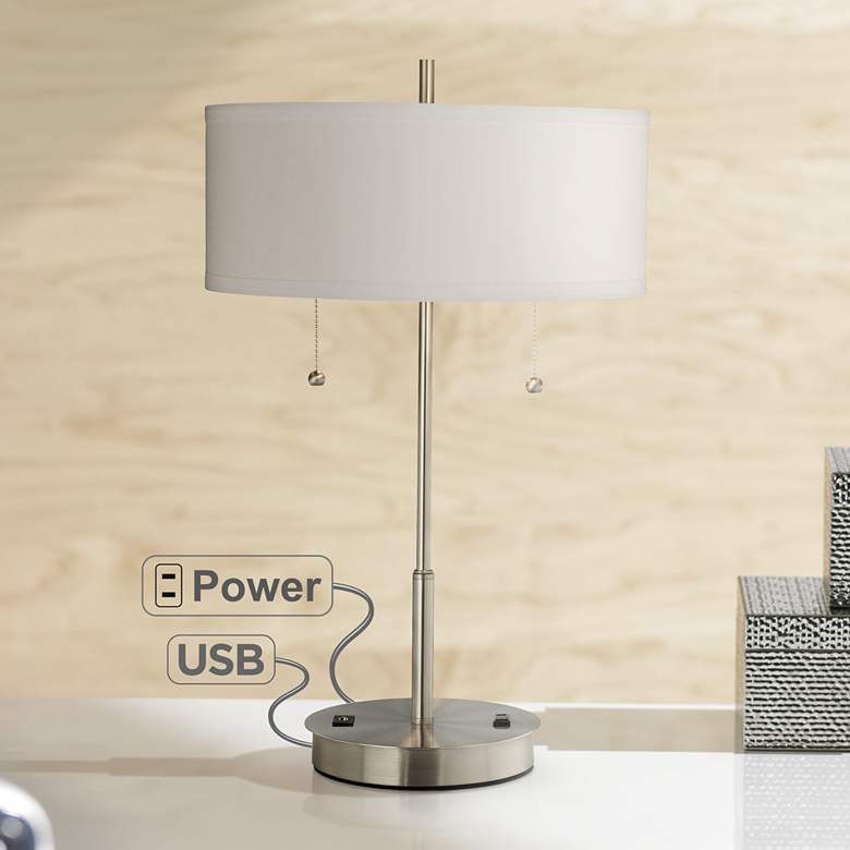 Image 1 Nikola Metal USB Port Utility Table Lamp with 9W LED Bulbs