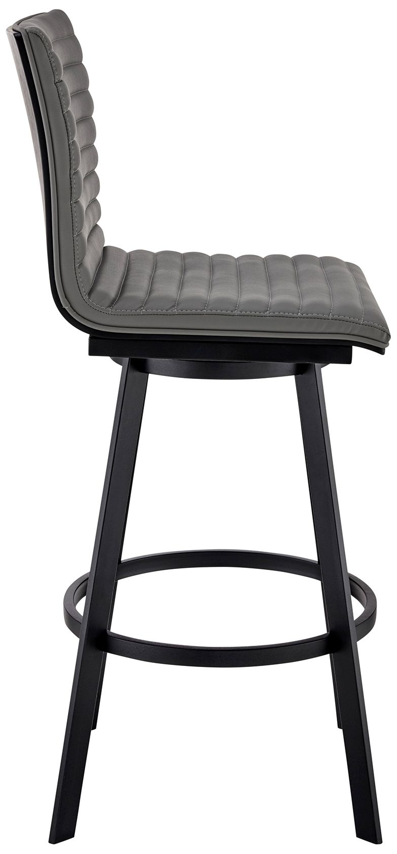 Image 4 Nikole 26 in. Swivel Barstool in Black Finish, Gray Faux Leather more views