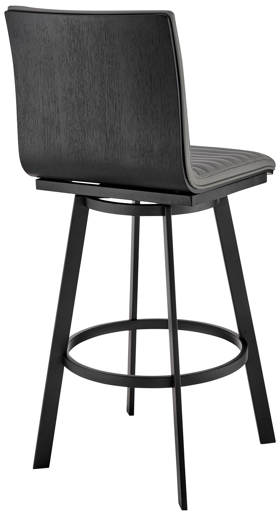 Image 5 Nikole 26 in. Swivel Barstool in Black Finish, Gray Faux Leather more views
