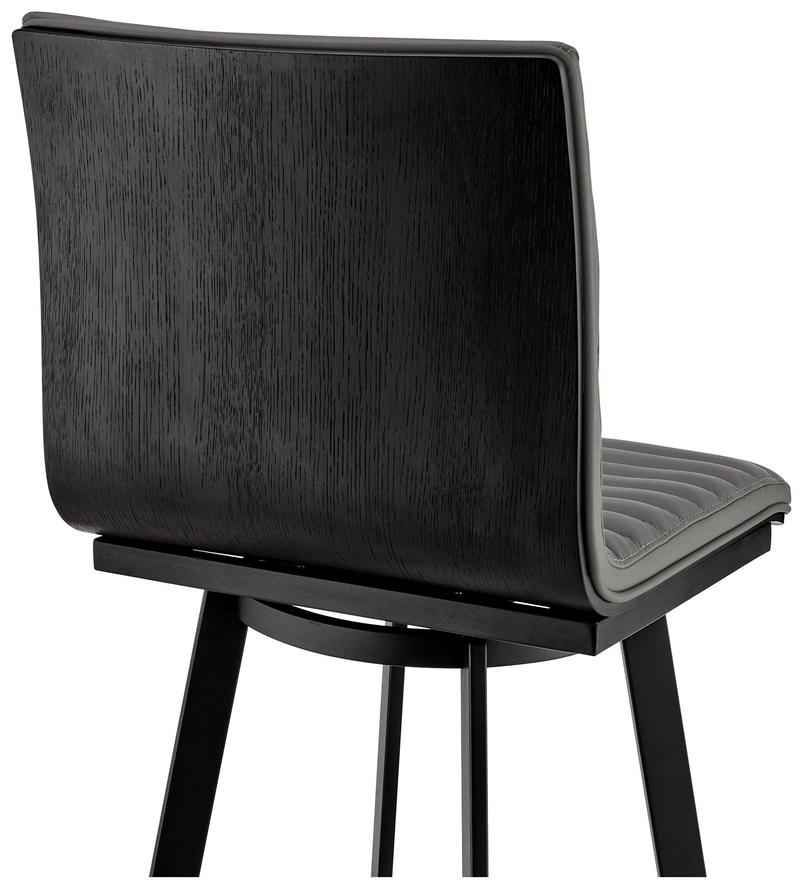 Nikole 26 in. Swivel Barstool in Black Finish, Gray Faux Leather