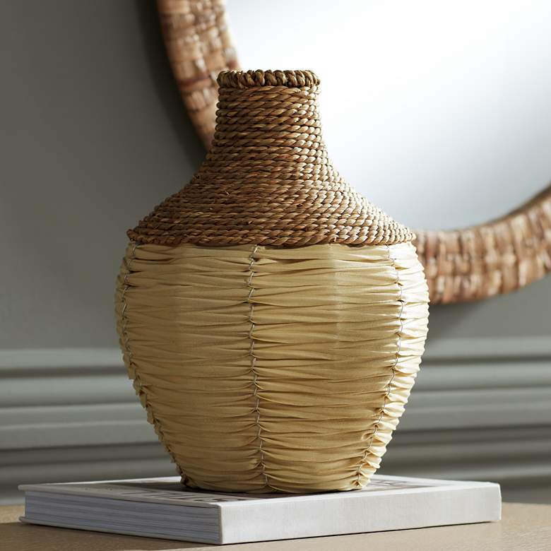 Image 1 Nile 12 1/2" High Natural Seagrass Rattan Decorative Vase