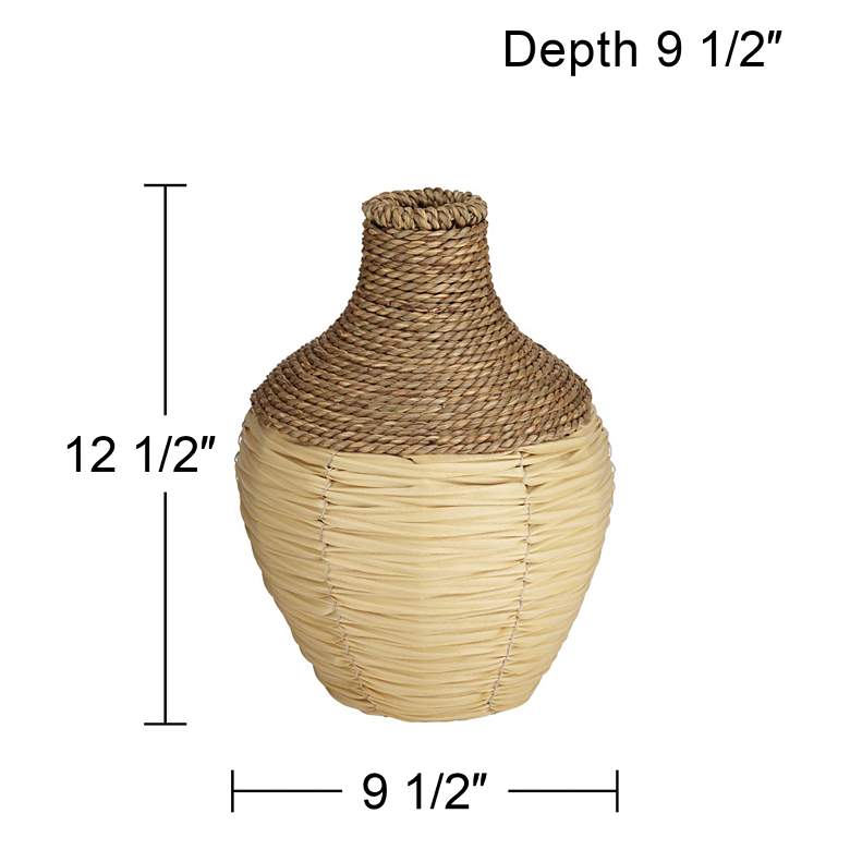 Image 6 Nile 12 1/2 inch High Natural Seagrass Rattan Decorative Vase more views