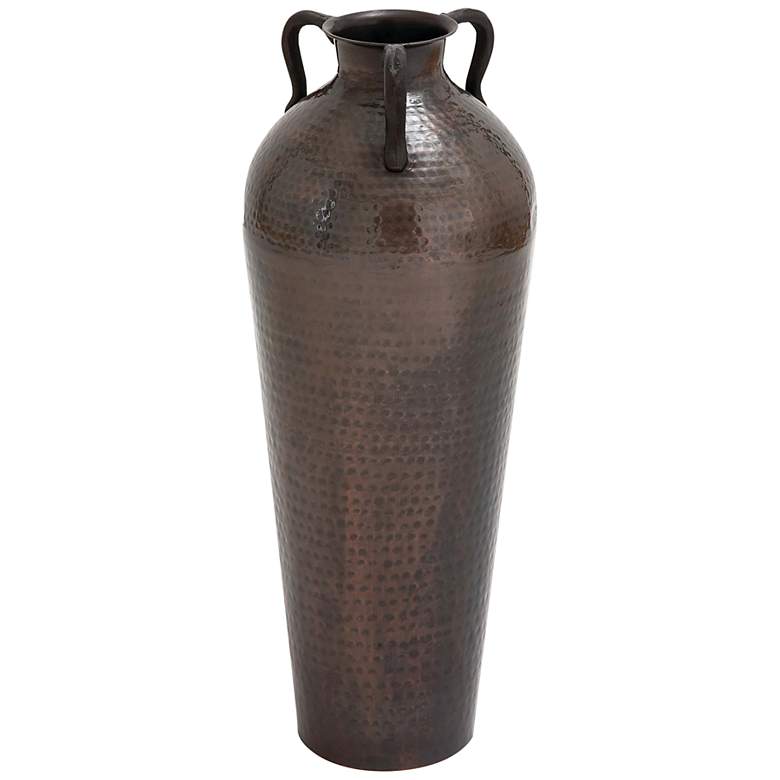 Image 2 Nile Polished Brown 28"H Hammered Floor Vase with Handles