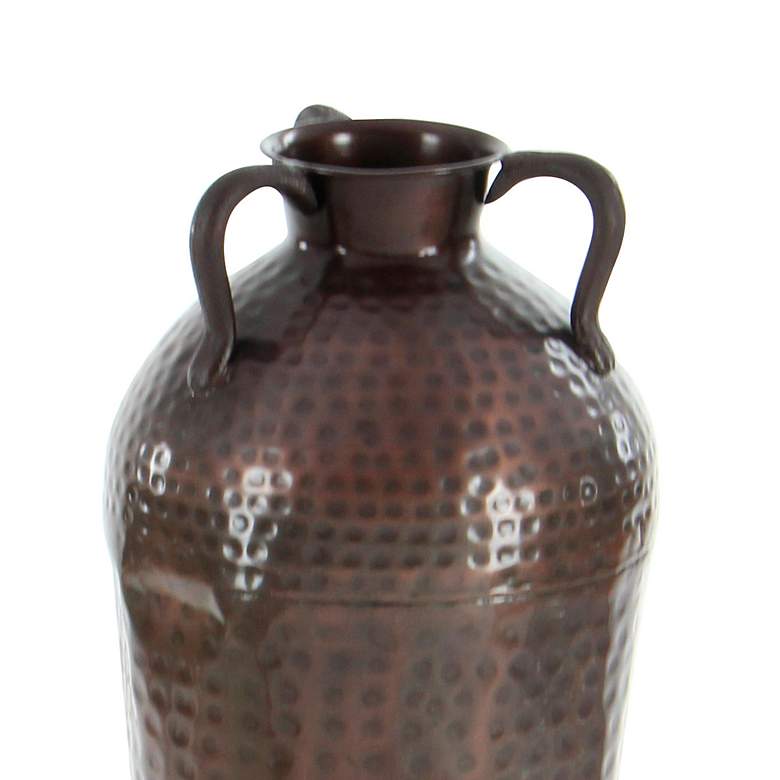 Image 3 Nile Polished Brown 28 inchH Hammered Floor Vase with Handles more views
