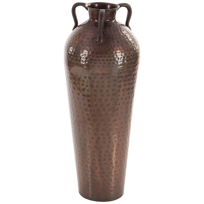 Image 4 Nile Polished Brown 28 inchH Hammered Floor Vase with Handles more views