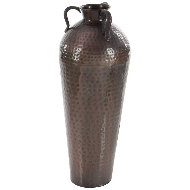 Image 5 Nile Polished Brown 28 inchH Hammered Floor Vase with Handles more views