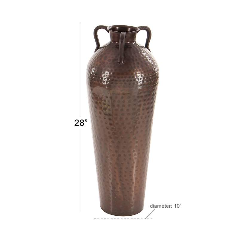 Image 6 Nile Polished Brown 28 inchH Hammered Floor Vase with Handles more views