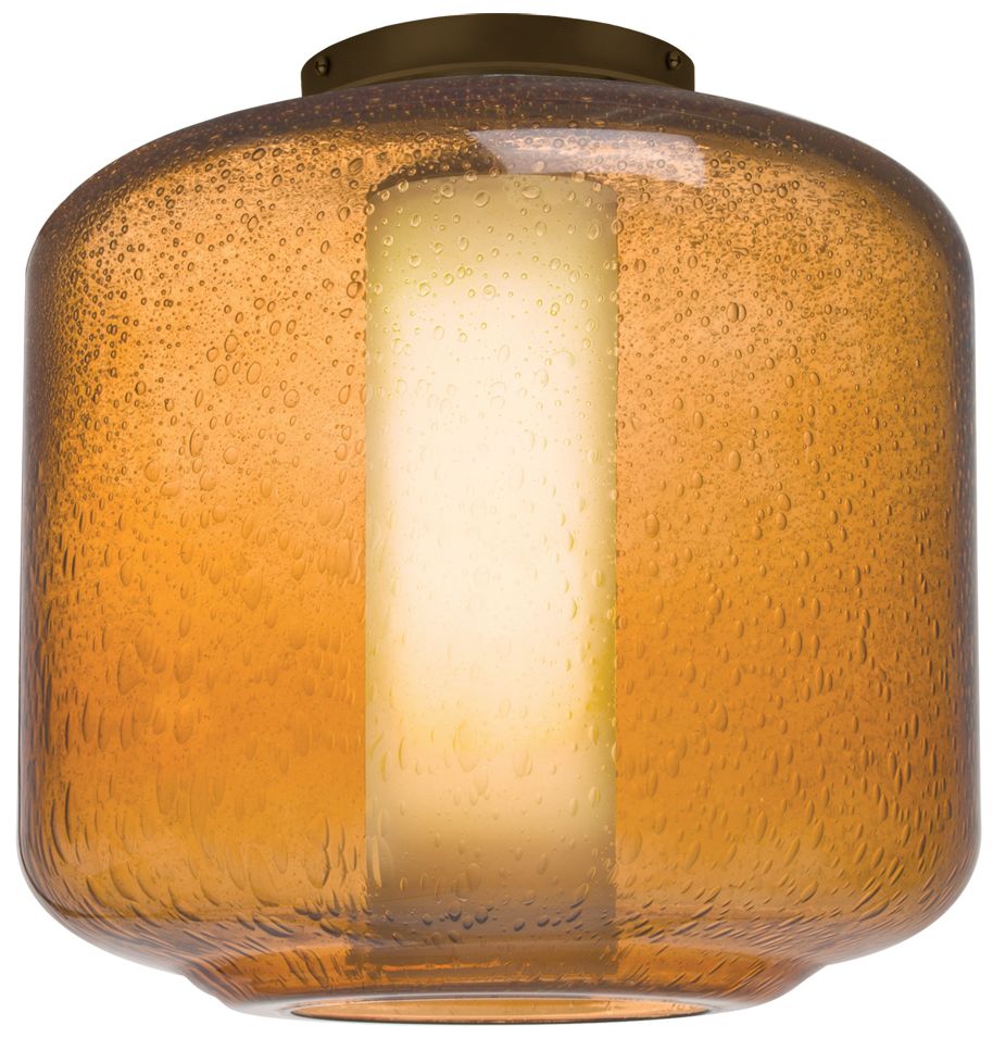 Niles 10 9 1/2"W Bronze and Amber Bubble Glass Ceiling Light Made to Order