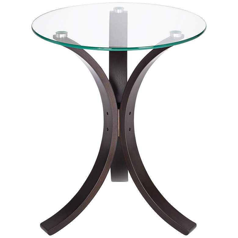 Image 3 Niles 17 3/4 inch Wide Bent Wood and Glass Modern Accent Table