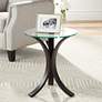 Niles 17 3/4" Wide Bent Wood and Glass Modern Accent Table in scene