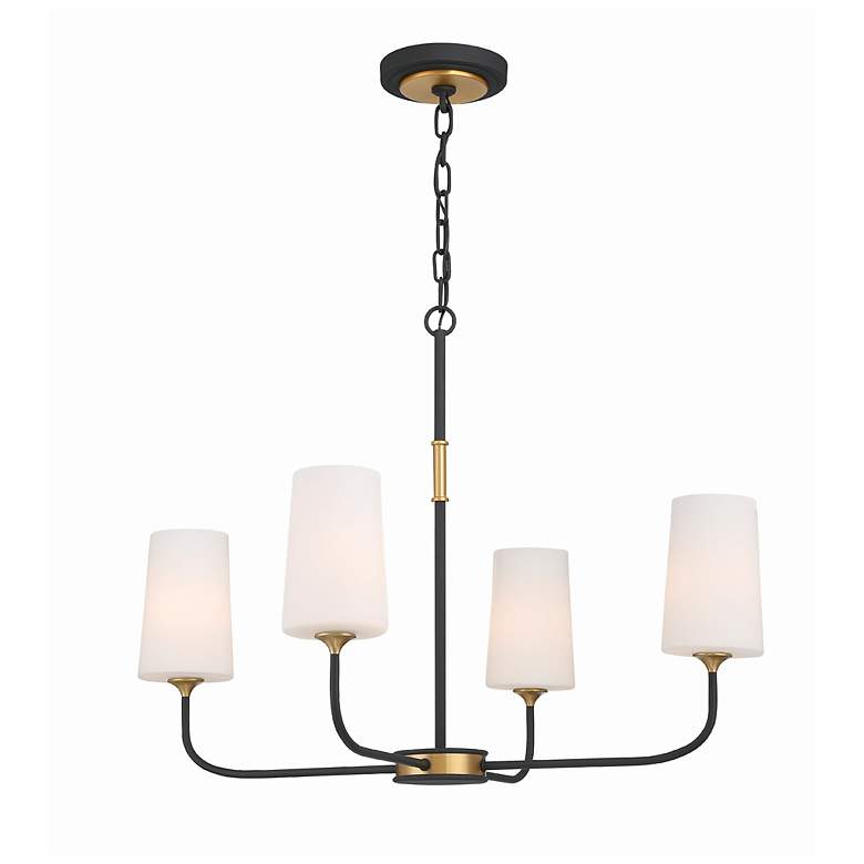 Image 1 Niles 29" Wide Black Forged and Gold 4-Light Chandelier