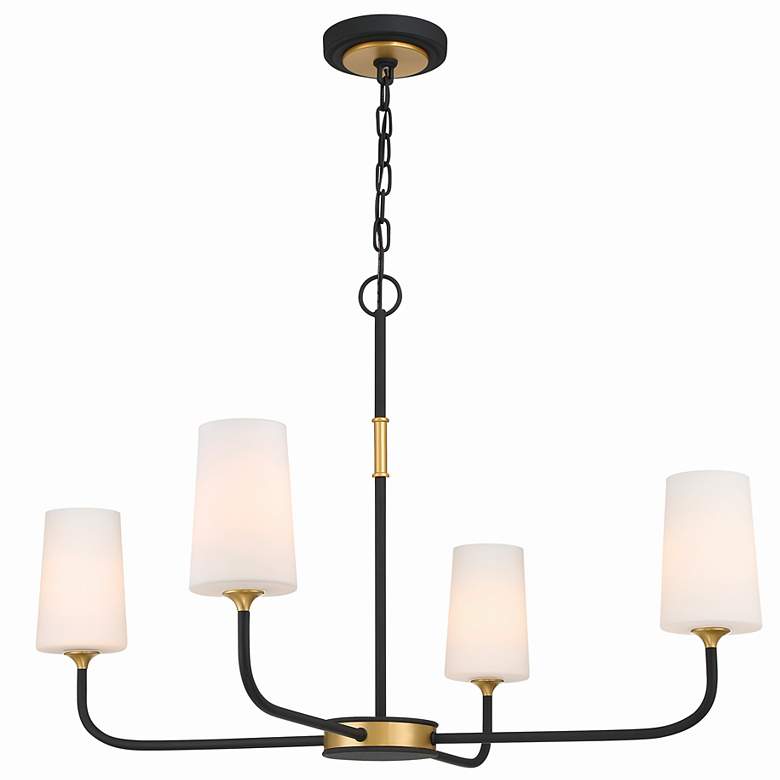 Image 2 Niles 34"W Black Forged and Modern Gold 4-Light Chandelier