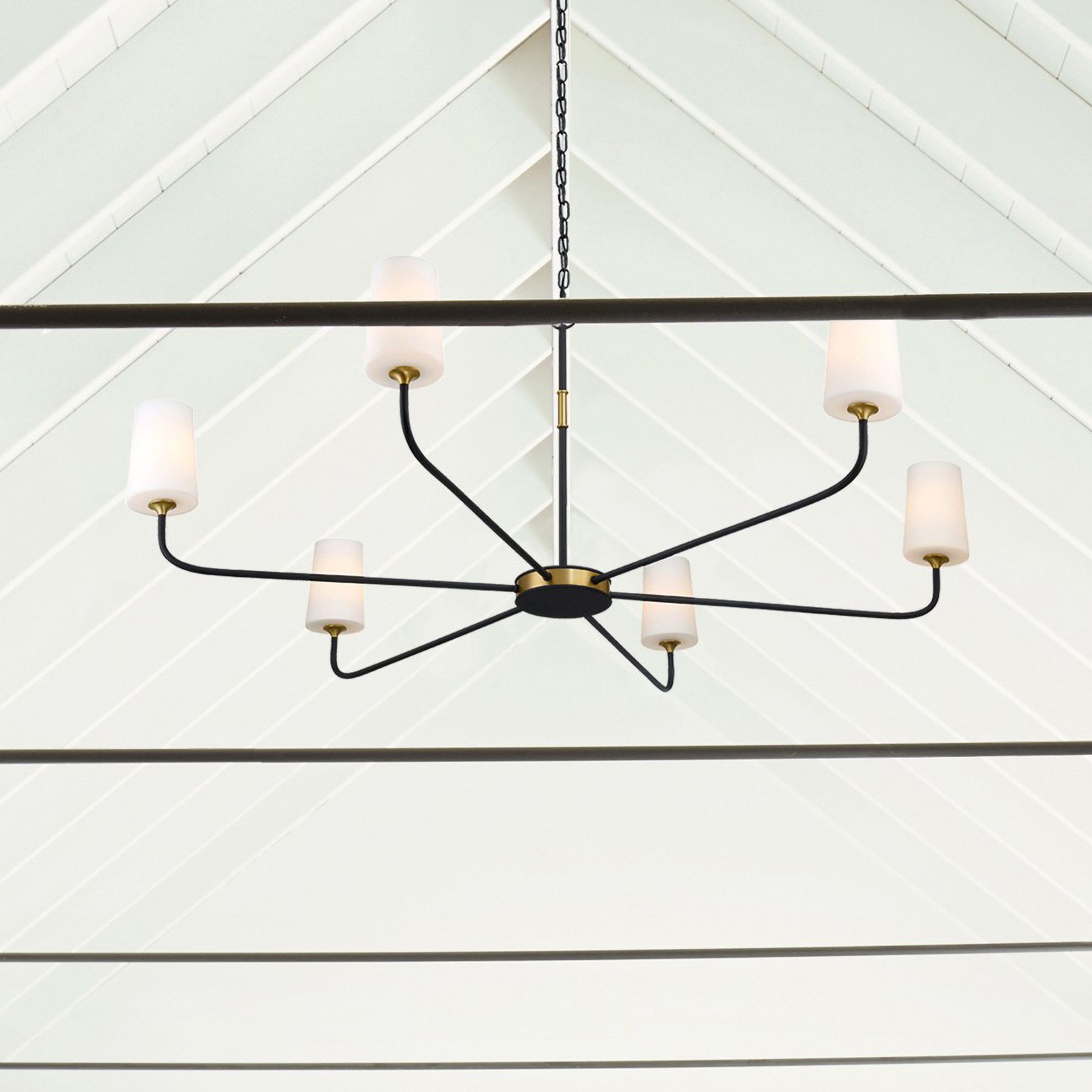 Niles 6 Light Black Forged + Modern Gold Chandelier