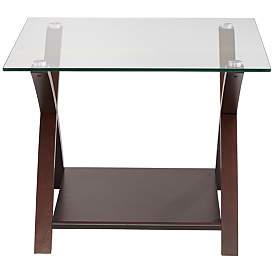 Image5 of Niles Espresso Wood and Glass Top End Table more views