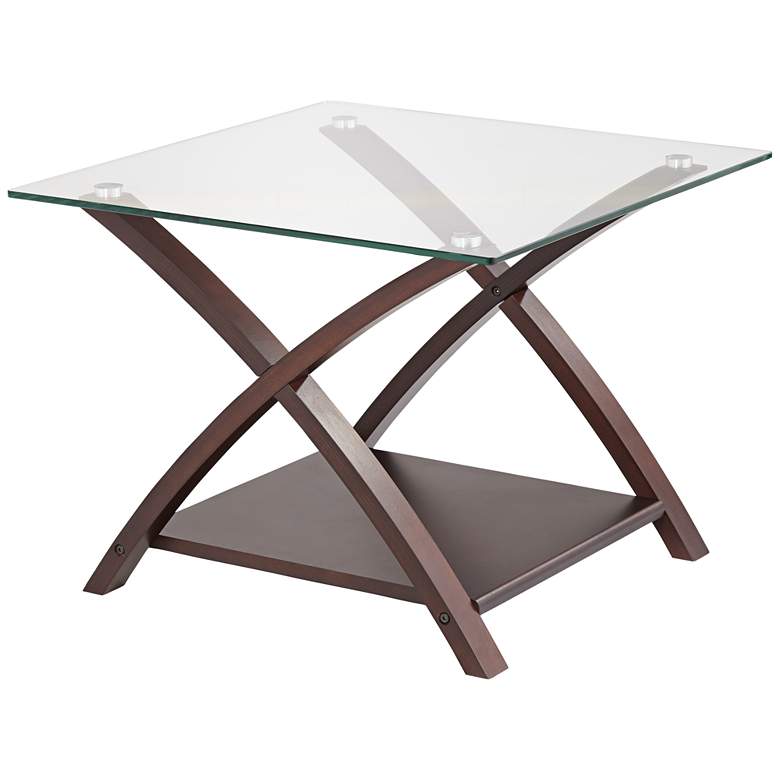 Image 6 Niles Espresso Wood and Glass Top End Table more views
