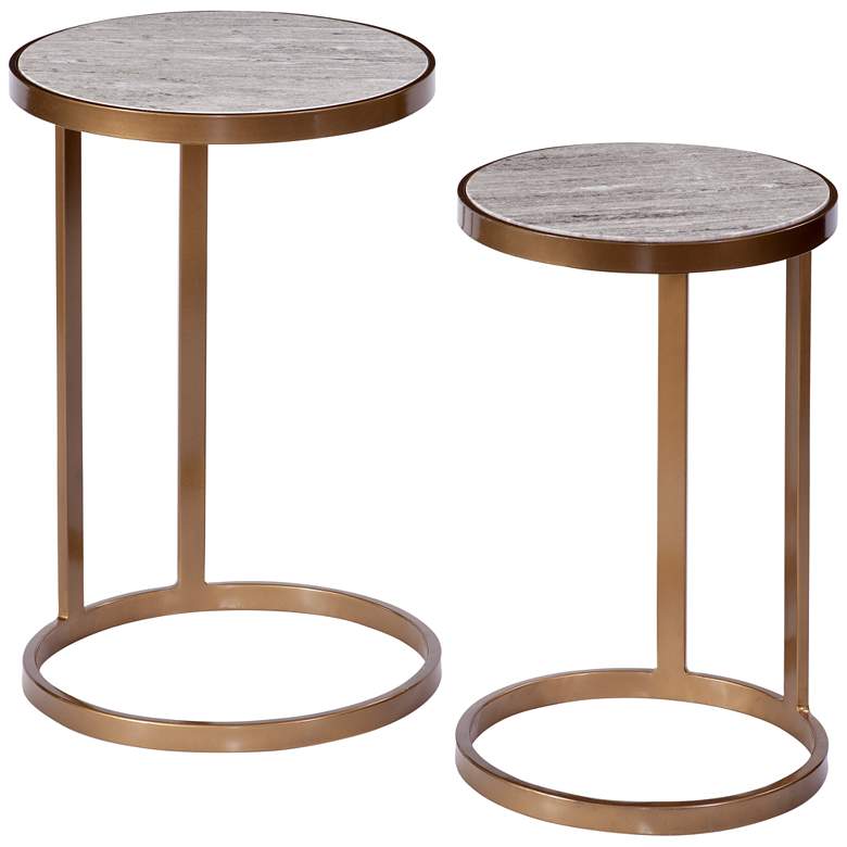 Image 1 Nilo 18 inch Bronze and Gray Marble Nesting Tables