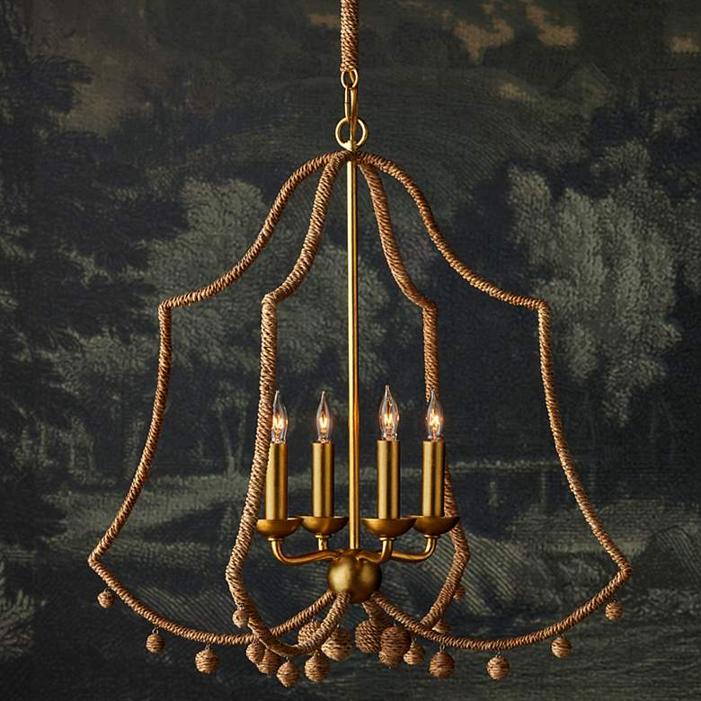 Image 1 Nimes 22 1/4" Wide Gold Leaf 4-Light Chandelier
