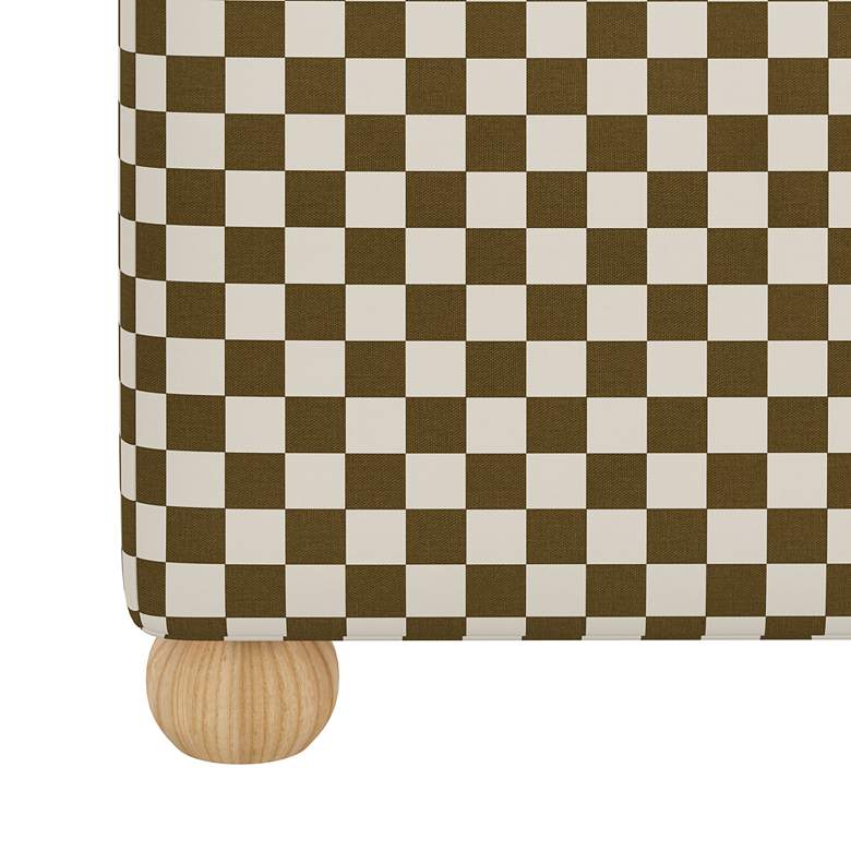 Image 2 Nina Checkerboard Olive Oga Fabric Square Ottoman more views