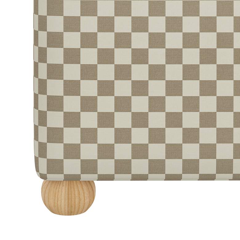 Image 2 Nina Checkerboard Tonal Tan Oga Fabric Square Ottoman more views