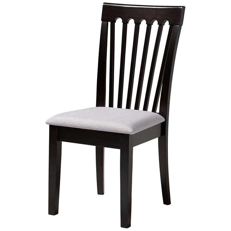 Image 7 Nina Espresso Brown Wood Gray Fabric 5-Piece Dining Set more views