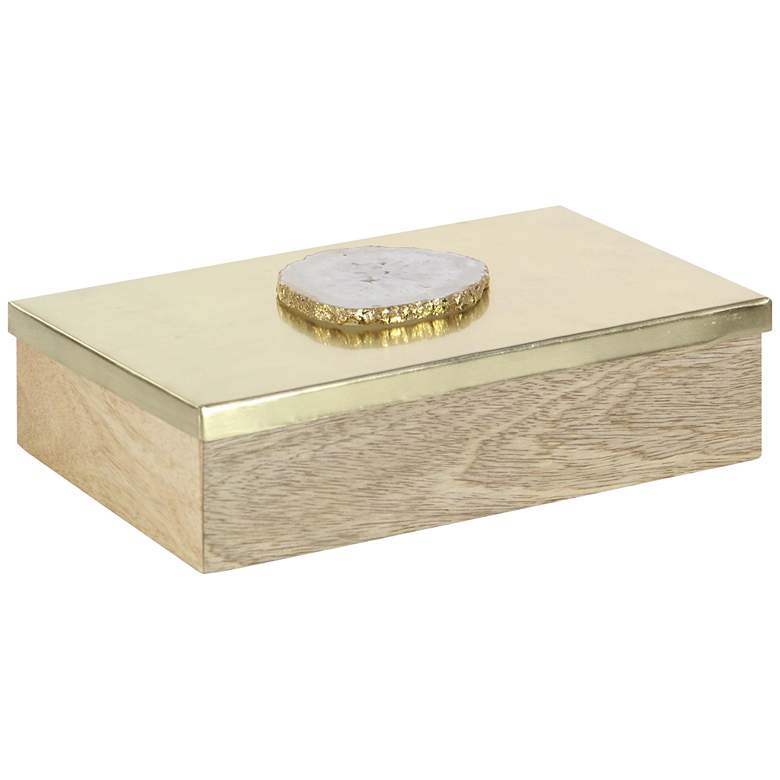 Image 1 Nina Light Brown Wood and Gold Aluminum Agate Decorative Box
