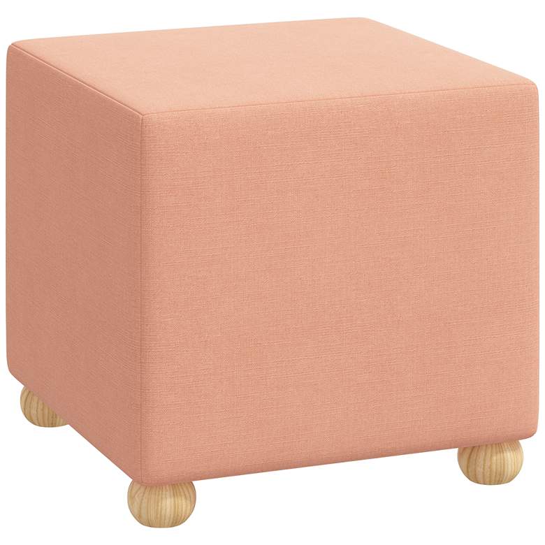 Image 1 Nina Linen Apricot Fabric Square Ottoman