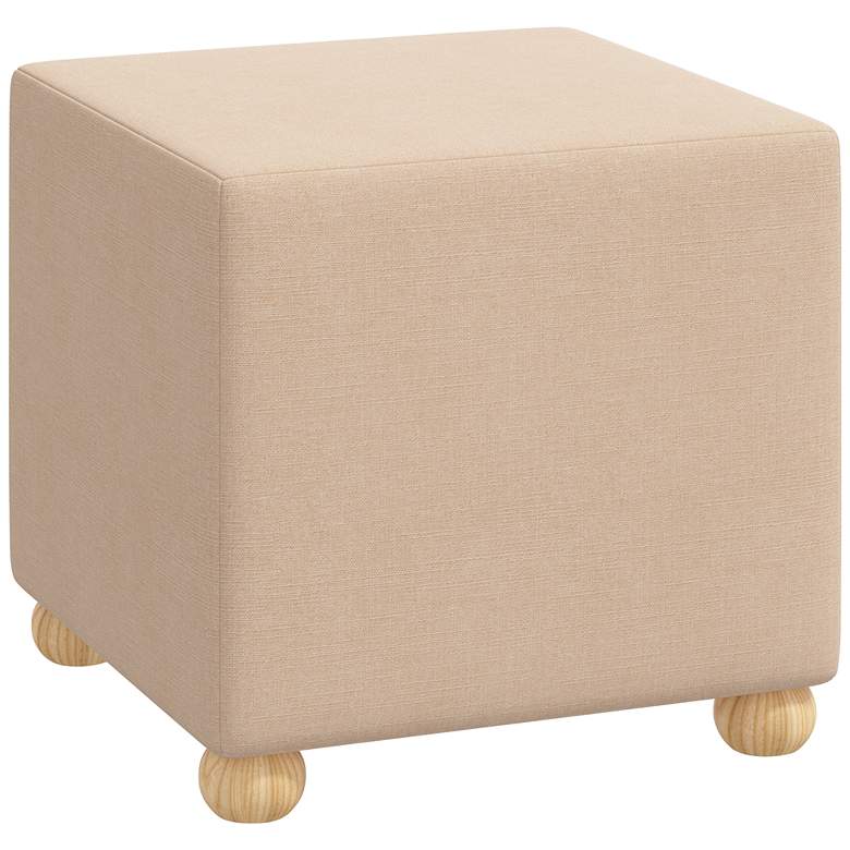 Image 1 Nina Linen Fawn Fabric Square Ottoman