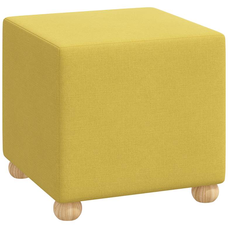 Image 1 Nina Linen Ochre Fabric Square Ottoman