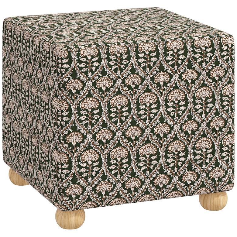 Image 1 Nina Ogee Blockprint Army Oga Fabric Square Ottoman