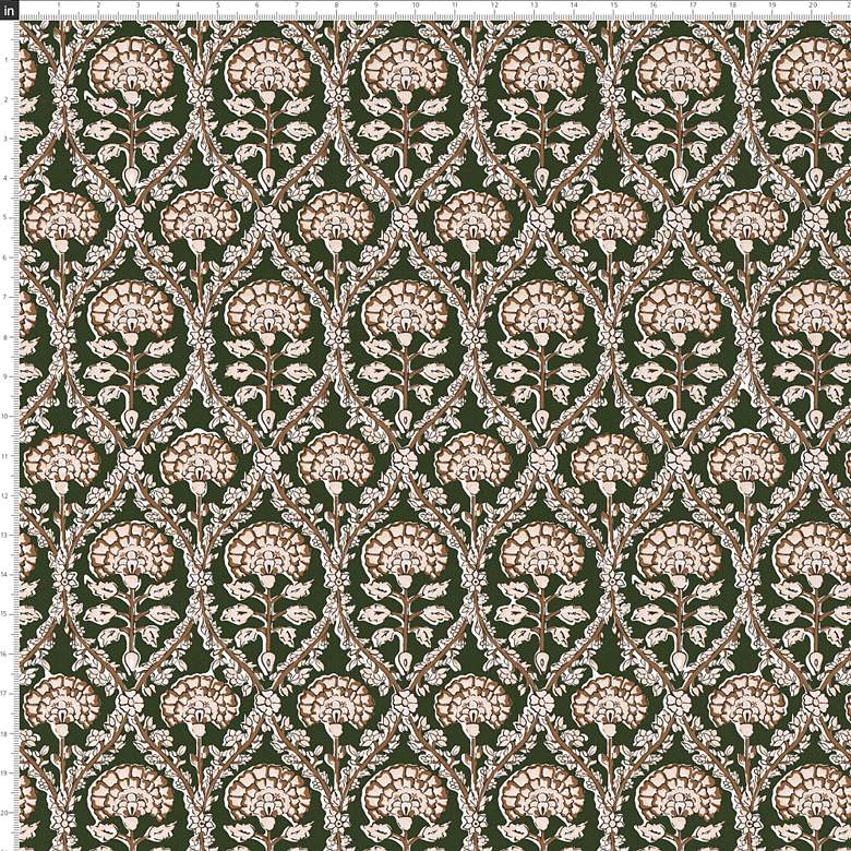 Image 4 Nina Ogee Blockprint Army Oga Fabric Square Ottoman more views