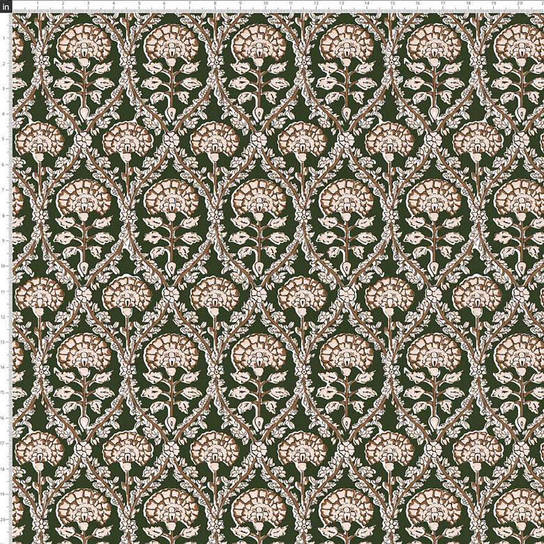 Image 4 Nina Ogee Blockprint Army Oga Fabric Square Ottoman more views