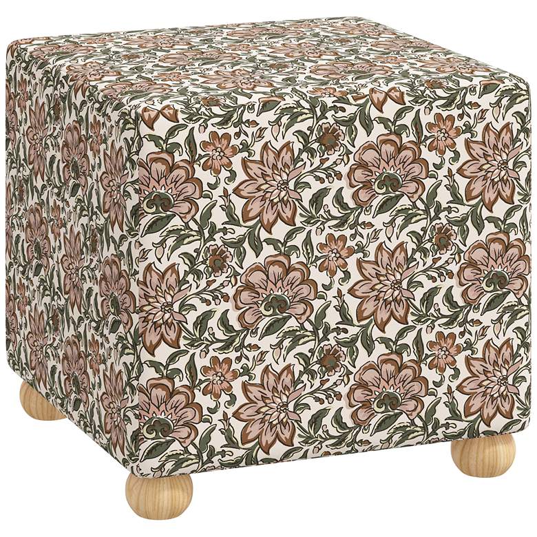 Image 1 Nina Pelli Jacobean Fawn Oga Fabric Square Ottoman