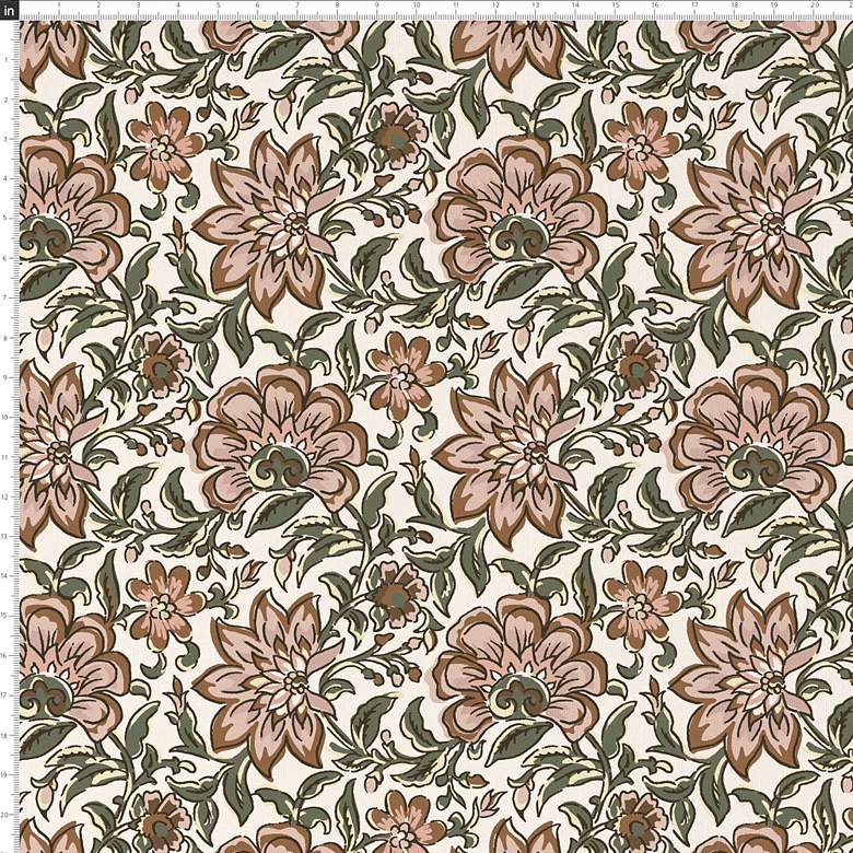 Image 4 Nina Pelli Jacobean Fawn Oga Fabric Square Ottoman more views