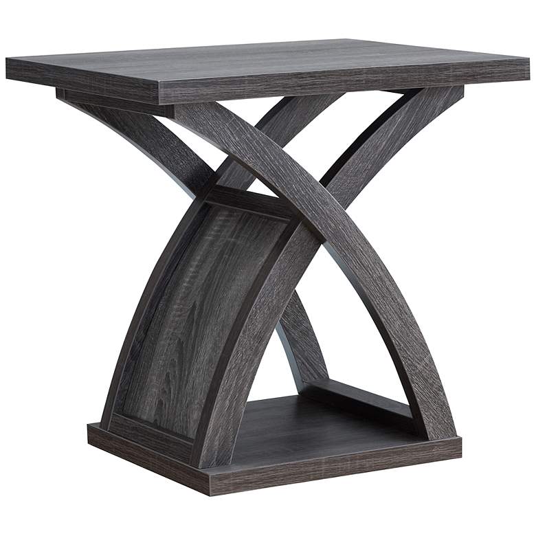 Image 2 Nipran 22" Wide Distressed Gray 1-Open Shelf End Table