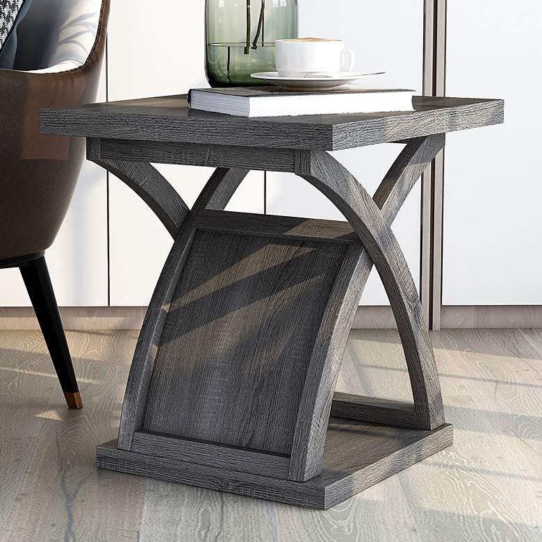 Image 1 Nipran 22" Wide Distressed Gray 1-Open Shelf End Table