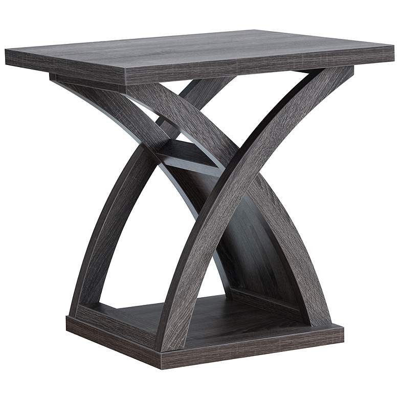 Image 3 Nipran 22" Wide Distressed Gray 1-Open Shelf End Table more views