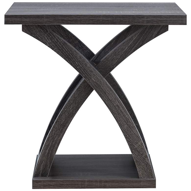 Image 4 Nipran 22" Wide Distressed Gray 1-Open Shelf End Table more views