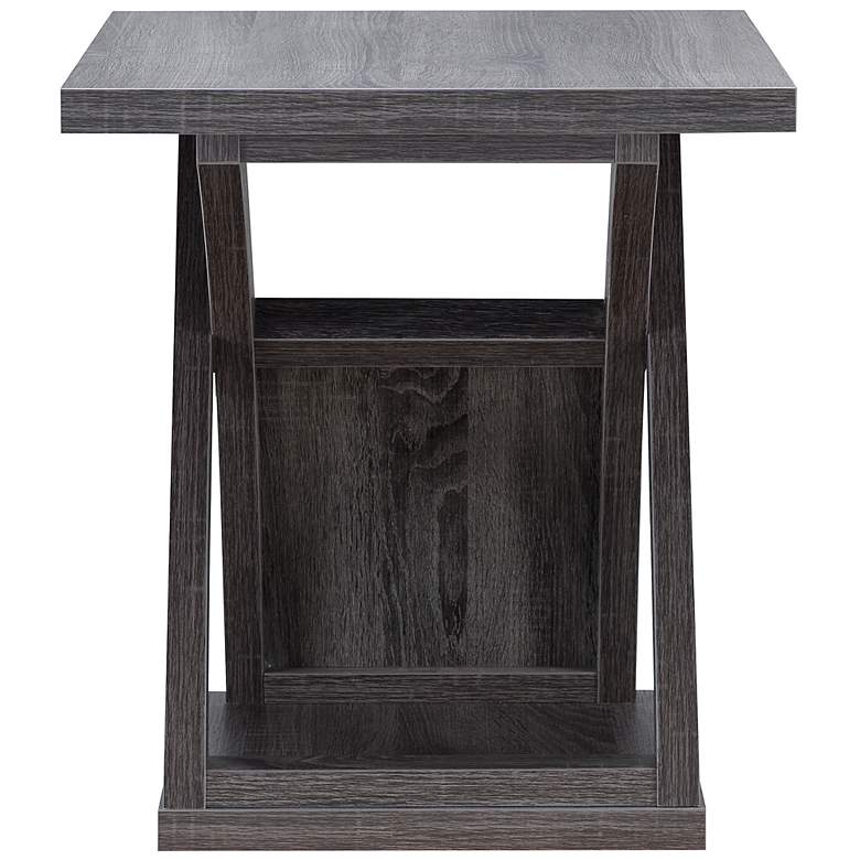 Image 6 Nipran 22" Wide Distressed Gray 1-Open Shelf End Table more views