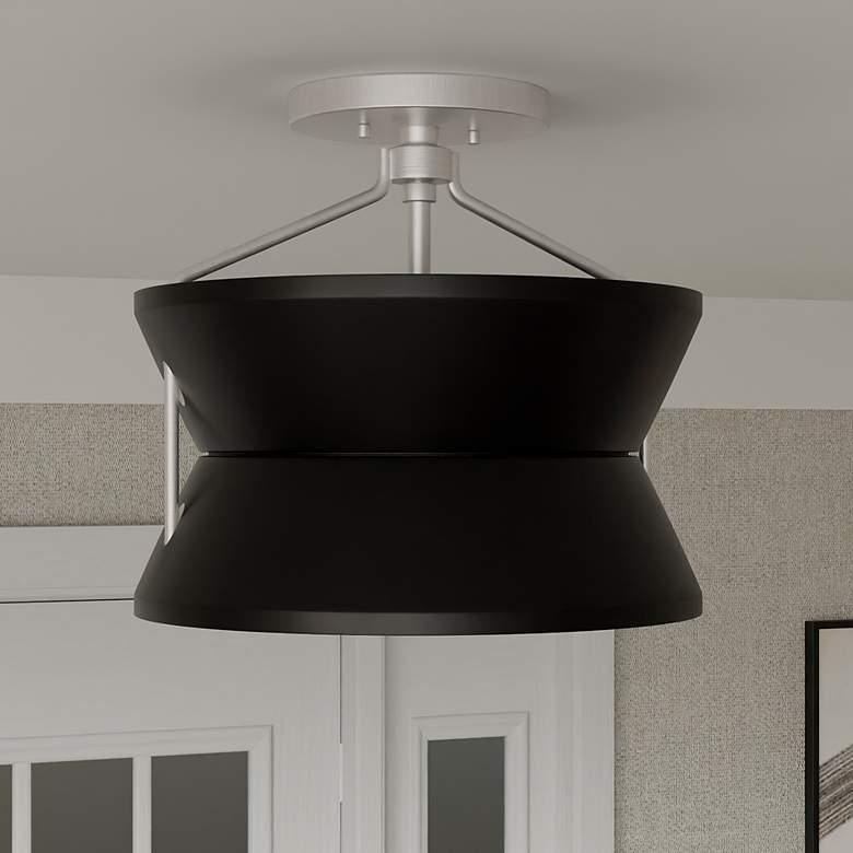 Image 1 Nira 2-Light Brushed Nickel Semi-Flush Mount Light