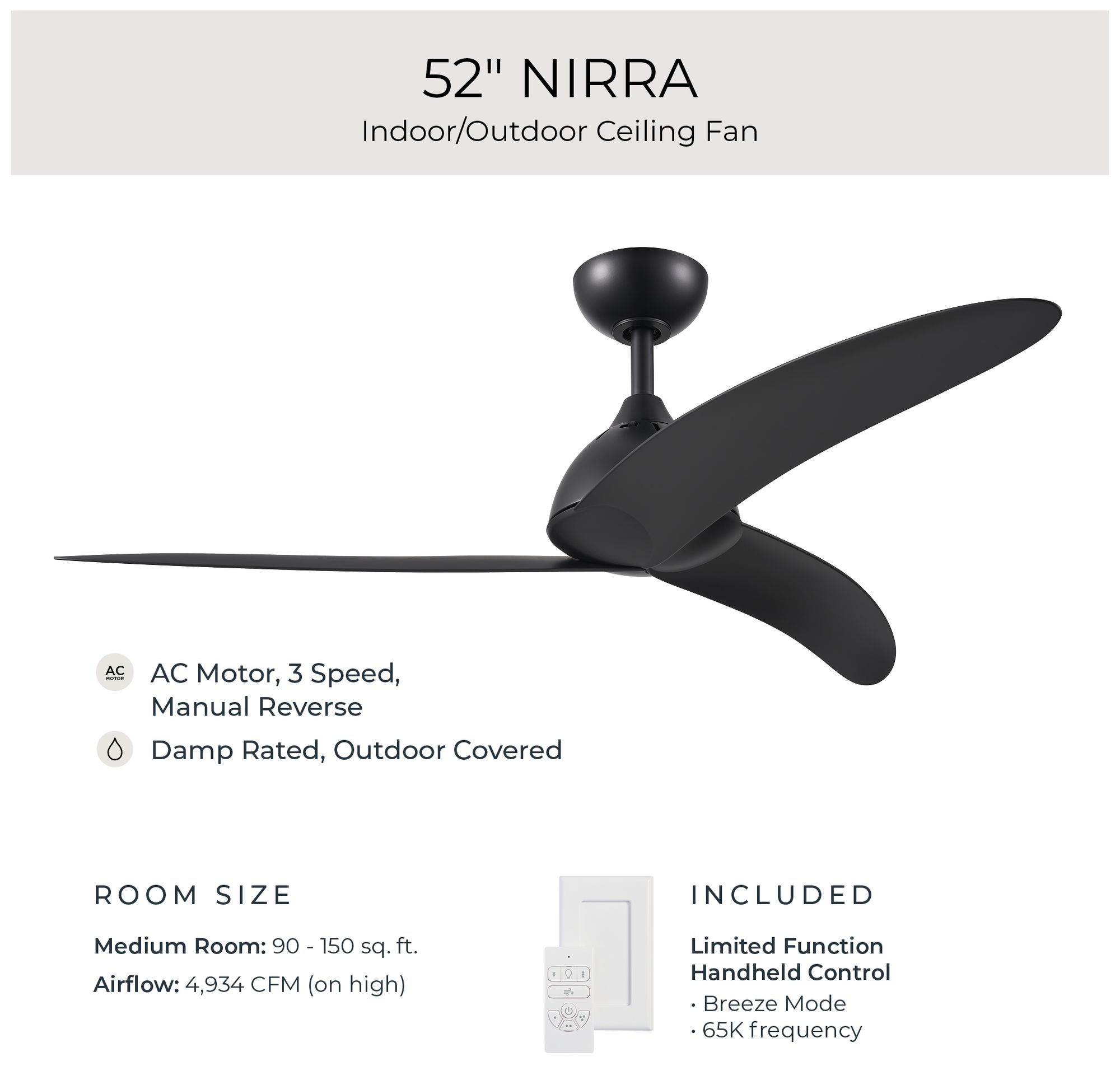 Nirra Collection 52-in. Three-Blade Modern Ceiling Fan