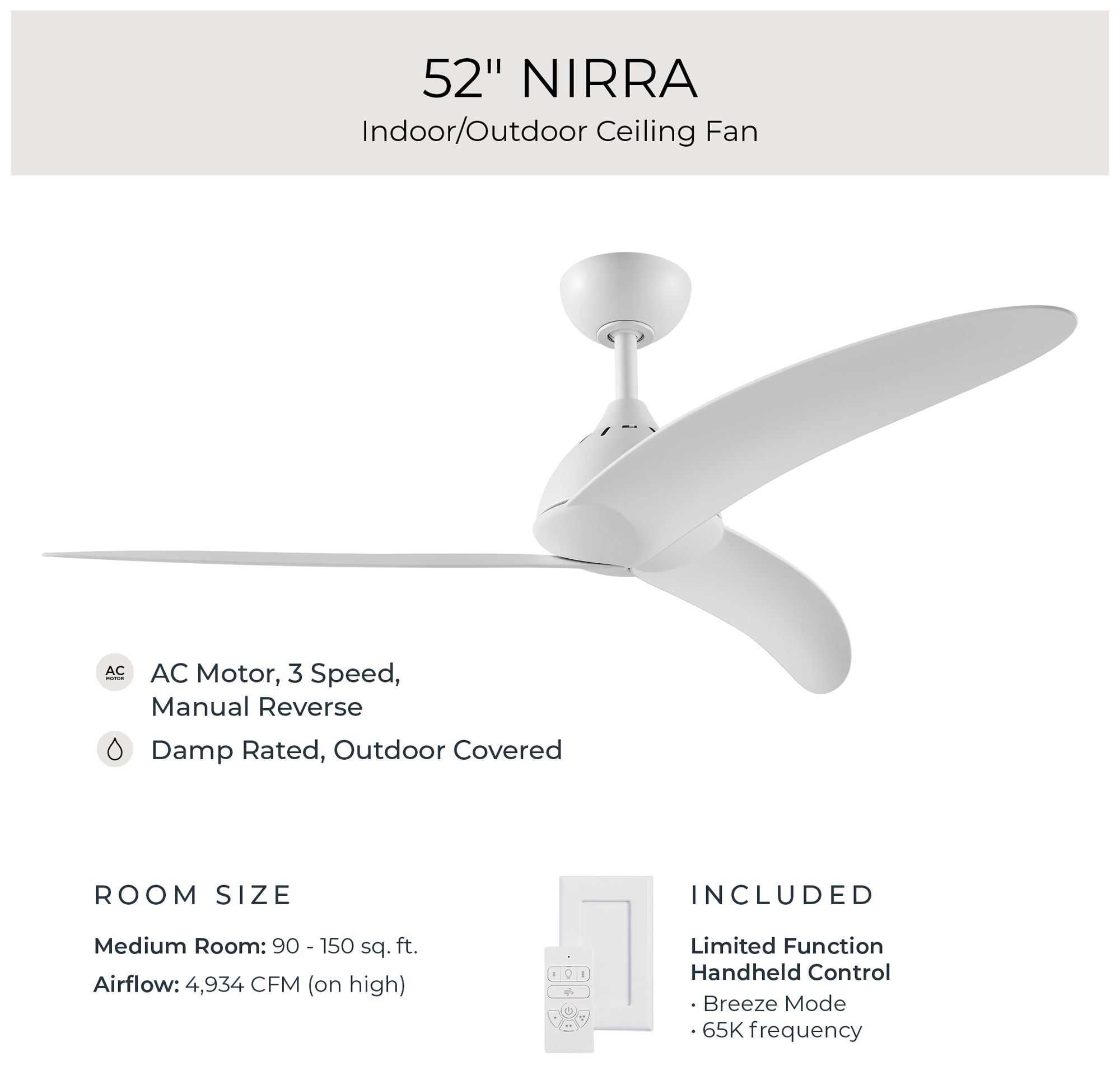 Nirra Collection 52-in. Three-Blade Modern Ceiling Fan