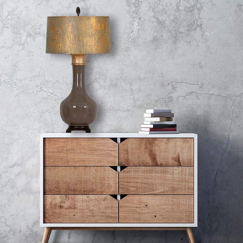 Image 5 Nirvana 35" Dark Taupe Glazed Ceramic Table Lamp more views