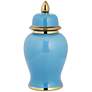Nirvana Shiny Turquoise Porcelain Ginger Jar with Lid