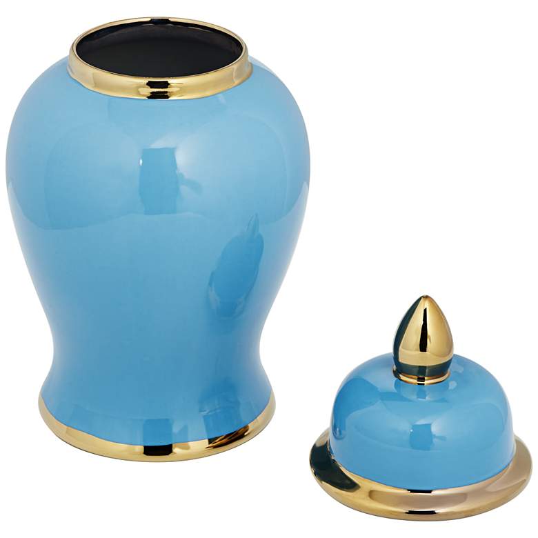 Image 5 Nirvana Shiny Turquoise Porcelain Ginger Jar with Lid more views
