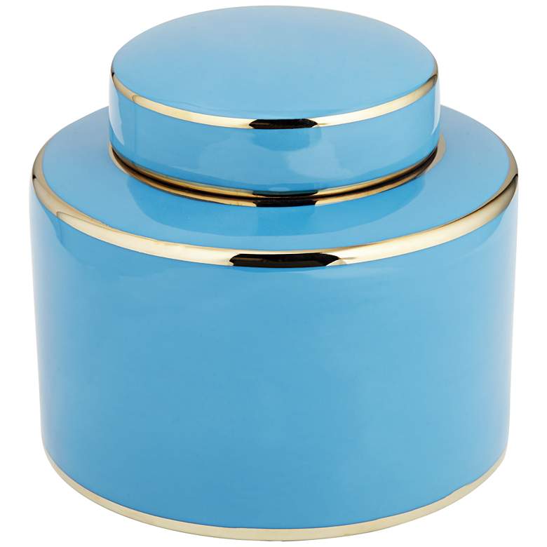 Image 2 Nirvana Shiny Turquoise Porcelain Round Jar with Lid